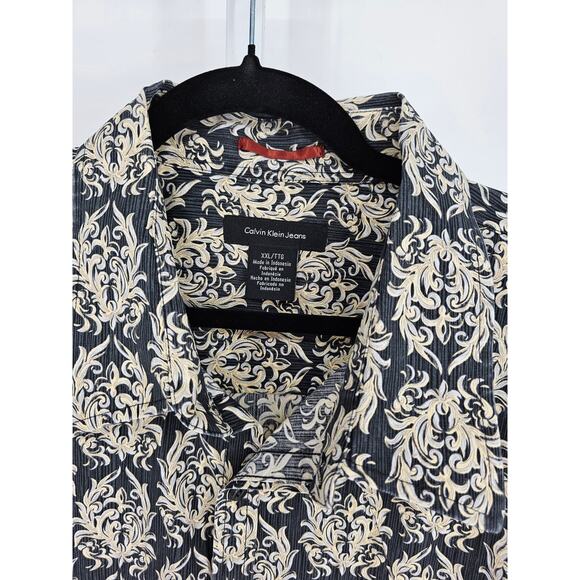 Calvin Klein Jeans Men's Black Abstract Pattern Button-Down Shirt Size XXL - Picture 3 of 4